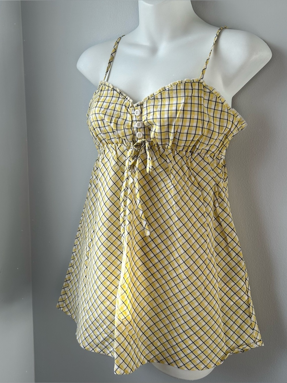 Yellow Plaid Smocked Summer Top